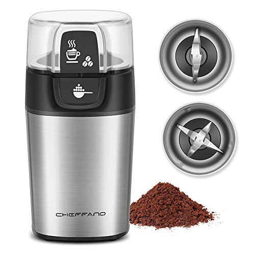Electric Coffee Grinder, CHEFFANO Stainless Steel Spice Grinder Coffee