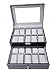 Sodynee Black Pu Leather 20 Grid Jewelry Watch Display Organizer Gloss Top Box Case Large