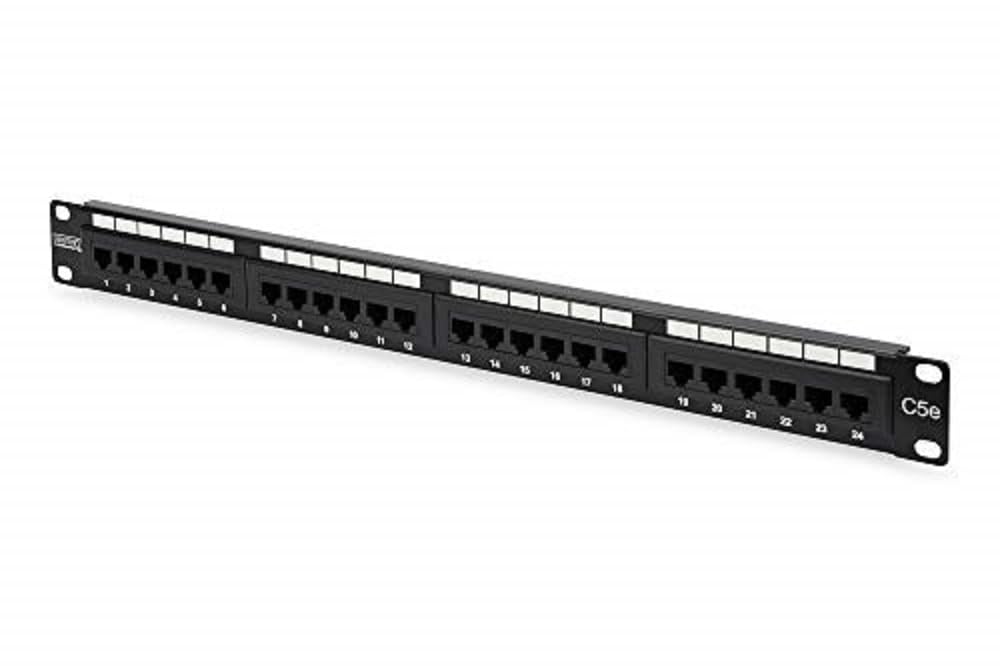 Digitus patch panel - 19-inch - Cat-5e - 24-port RJ45 - Unshielded - LSA patch field - Rack mount 1U - Black