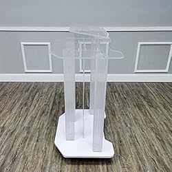 FixtureDisplays® Acrylic Podium Wood Pulpit Large