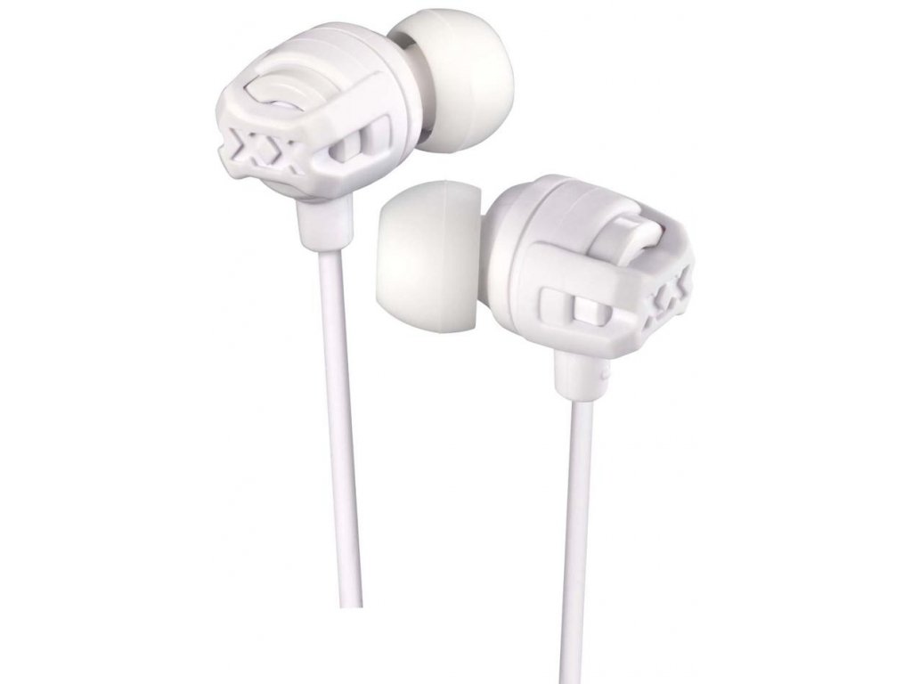 JVC Xtreme Xplosives In-Ear Headphones Sweat Proof Earphones with Built-In Remote and Mic for Call Handling - White