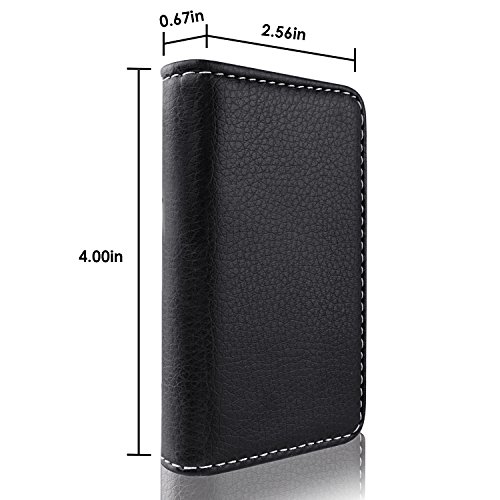 MaxGear PU Leather Business Card Holder Case with Magnetic Shut Black - Thumbnail 6