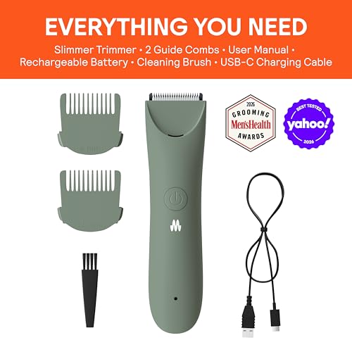 MERIDIAN Slimmer Trimmer, Pubic & Body Hair Trimmer, Bikini Hair Removal, No Nicks, Razor Burn, No Ingrowns, Ergonimic Design, Wet/Dry Tech, LED Spotlight (Sage)