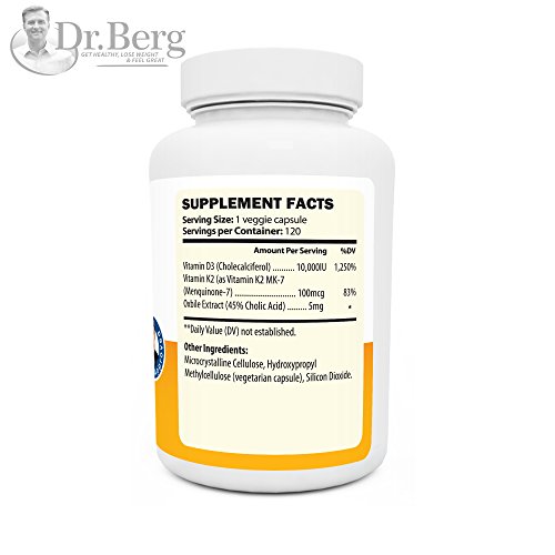 Dr. Berg's Vitamin D3 & K2 Supplement with Purified Bile Salts Vitamin