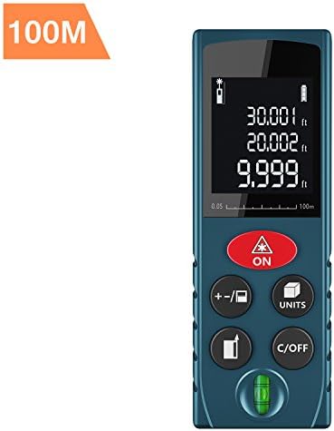 DEKOPRO LRD Basic Laser Distance Measure Device 330ft Large Digital LCD Display with Bubble level, Area, Volume and Pythagorean Mode