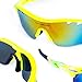 RIVBOS Polarized Sports Sunglasses Sun Glasses with 5 Interchangeable Lenses Fluorescent Color (Green)