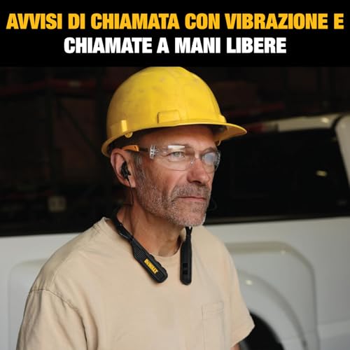DEWALT Neckband 2-in-1 Heavy Duty Bluetooth Headphones, Wireless Earphones with Built-in Speakers, 60+ Hours Autonomy HD Microphone, IP56 Waterproof, Ideal for Construction Site, Workshop and Outdoor Black