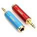 MOBOREST 3.5mm Male to 6.35mm Female Stereo Pure Copper Adapter, 1/8 Inch Plug to 1/4 Inch Jack Stereo Adapter, Can be Used Conversion Headphone adapte, amp adapte, Fashion 1Red+1Blue primary