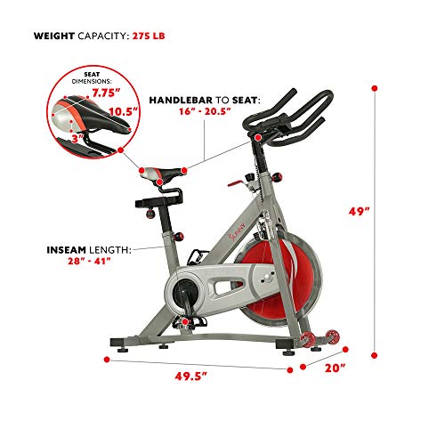 Sunny Health Fitness Indoor Cycling Exercise Bike with 40 LB