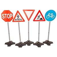 MMP Living Road Signs - Set of 5: Stop, Yield, Crosswalk, Construction, Bicycle, Over 2 feet Tall