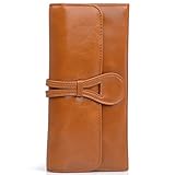 Jack&Chris Leather Checkbook Wallets for Women Multi Card Slot with Gift Box, WBXH053 (Brown)