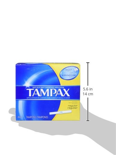 Tampax Cardboard Applicator Tampons, Regular Absorbency, 40 Count