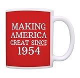 65th Birthday Gifts Making America Great Since 1954 Funny 65th Birthday Party Supplies 65th Birthday Gag Gift Coffee Mug Tea Cup Red