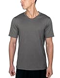 Woolx Ashton - Men's Merino Wool T-Shirt - V Neck Athletic Shirt, Shadow Grey, Large