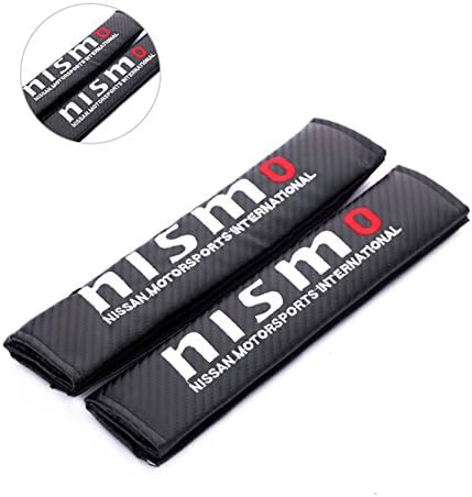 2pcs Carbon Fiber +Embroidery Car Seat Belt Cover Pad Shoulder Cushion (Nismo)