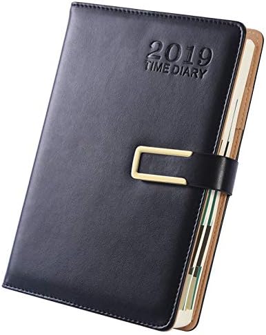 2019 Slim Diary Notebooks Week to View Leatherette A5 Schedule Book (Black)