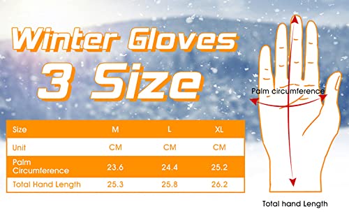 Winter Gloves Thermal for Men Women,Windproof & Touch Screen Mittens, Anti-Slip Full Finger Warm Gloves for Motorcycling Hiking Driving Running Cycling Stocking Stuffers