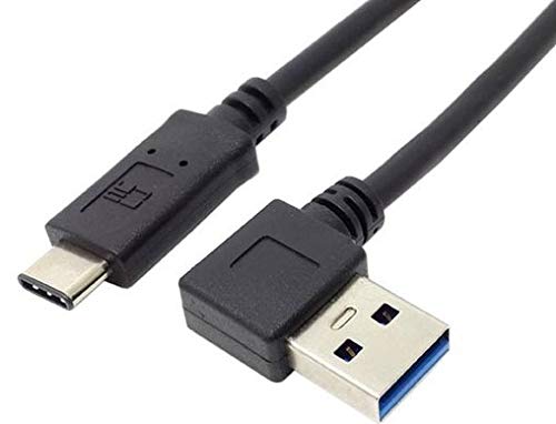 System-S USB 3.1 Type C (Male) to USB 3.0 A (Male) 90° Angled Connector Left Angled Data Cable Charging Cable Adapter Cable Extension Approx. 20 cm