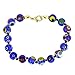 Glass Of Venice Murano Glass Bracelet Italian Millefiori Blue Mosaic Beads Handmade Blown Glass - Murano Glass Bracelets for Women