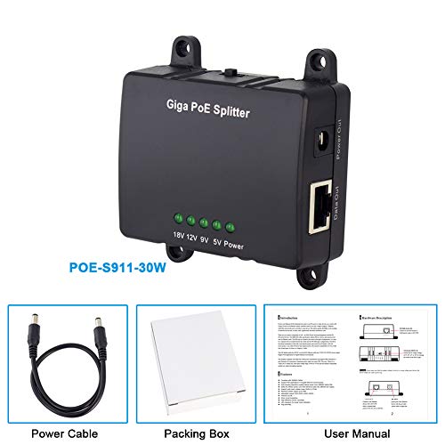 PoE Splitter Gigabit NetworkRepeaters, Wall Mountable Adjustable