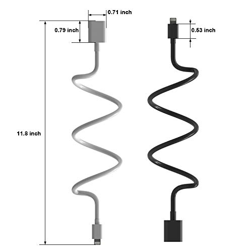 EMATETEK Cable Extension Cord Female to Male Transfer Video Audio Music Data and Power Charge. 2PCS 1Foot Female to Male Extender Cable Connector Cord Made of White or Balck PVC.