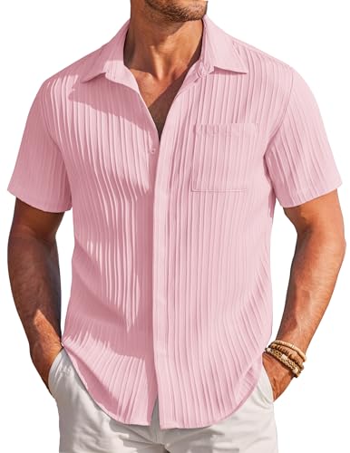 COOFANDY Mens Short Sleeve Button Down Hawaiian Shirt