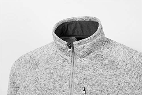 Dolcevida Men's Soft Shell Warm Sweatshirt Full-Zip Midweight Fleece Sweater Knit Jacket (Gray, XL)