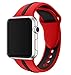 EloBeth for Apple Watch Band, Soft Silicone Sport Style Replacement Wrist Strap Stripe Color Splicing for Apple Watch Bands Series 2/Series 1,(42Red&Black)