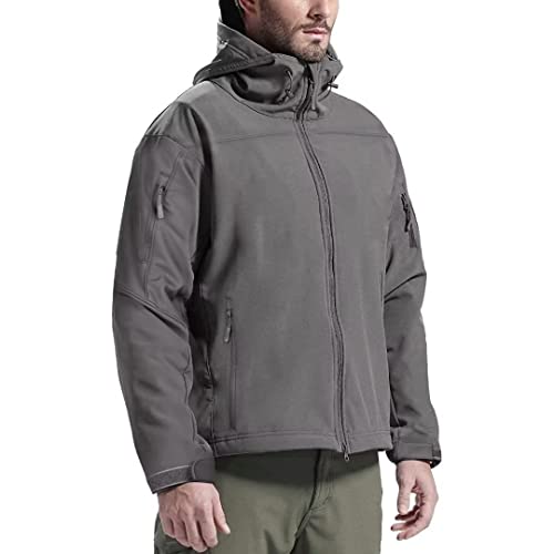 FREE SOLDIER Chaqueta de Deporte al Aire Librede con Múltiples Bolsillos Chaqueta Softshell Chaqueta Exterior Masculina(Gris L)