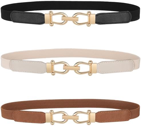 Faux Suede Skinny Belts - 3 Pack Adjustable Thin Waist Belt with Gold Buckle SANSTHS 3 PACK Women Leather Belts for Jeans Pants Dresses  main image 3