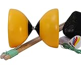 Flight Lander Pro Yellow Chinese Yoyo Diabolo with Wooden Sticks, Net Carrying Bag and Extra String