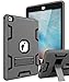 Topsky 3299978 Shock-Absorption Three Layer Armor Defender Full Body Protective Case for iPad 6 and Air 2 with Stylus and Screen Protector - Grey/Black