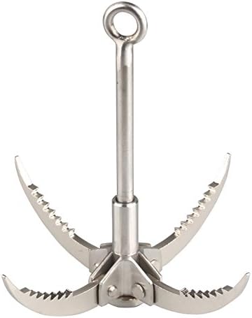 Atcose Outdoor Survival Rock Climbing Grappling Hook Climbing 4 Claws Steel Hook Multifunctional Stainless Steel Gear Grappling Hooks Folding Survival Tool Load 400kg