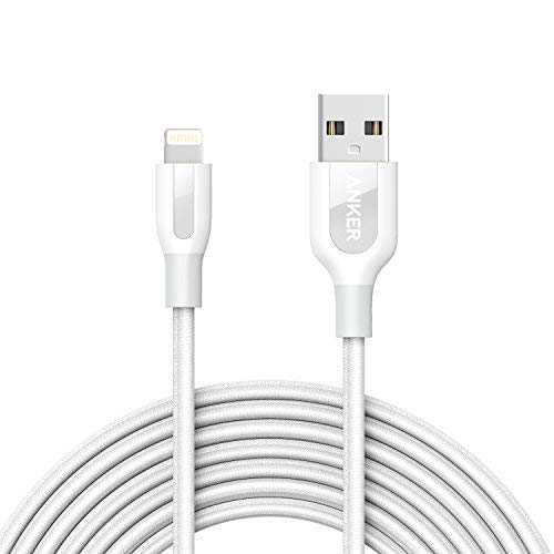 Anker Powerline+ Lightning Cable (10ft) Durable and Fast Charging Cable [Double Braided Nylon] for iPhone Xs/XS Max/XR / X / 8/8 Plus / 7/7 Plus / 6/6 Plus / 5s / iPad and More(White)