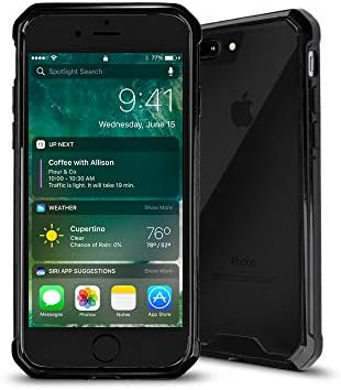 iPhone 8 Plus Case,iPhone 7 Plus Case,Shockproof TPU Bumper and Clear PC Hard Back Slim Non-Slip Protective Case for Apple iPhone 7 Plus Case (2016)/iPhone 8 Plus (2017) - Black