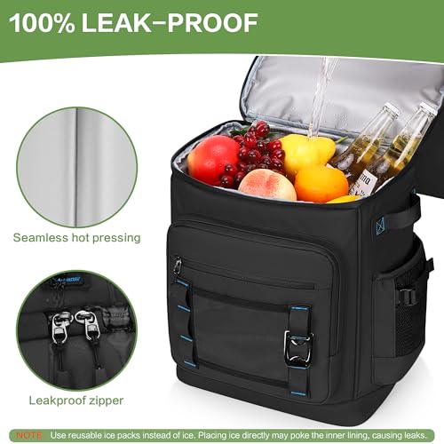 YOUNGOA Mochila Nevera Isotermica a Prueba de Fugas, Expandible Impermeable Mochila Termica Grande Thremal Bolsa Picnic para Hombre y Mujer