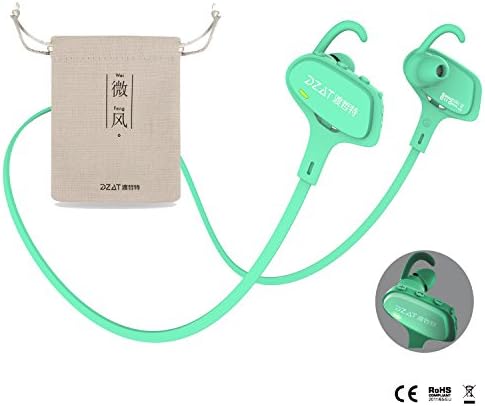 2018 New Bluetooth Earbuds, DF-05 Glow-In-Dark Lightweight Sports Bluetooth Headphones w/ Mic, CSR and Aptx HD Stereo, IP55 Waterproof, Smart AI for Smartphones, Iphone (Fluorescent Green)