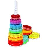 Toddler Tested Spinning Stacker Toy - Rainbow Ring Stacker Montessori Baby Toys for 15 Months+ - Sensory & Learning Toys for Toddlers for Boys & Girls