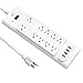 Witeem Surge Protector Power Strip with 10 Outlets & 4 USB Ports and 6ft Extension Cord Charging Station, White