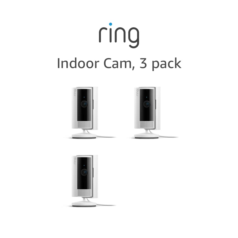 Ring Indoor Cam, Security camera with 1080p HD video, Color Night Vision, Two-Way Talk & motion alerts, 3-pack, White