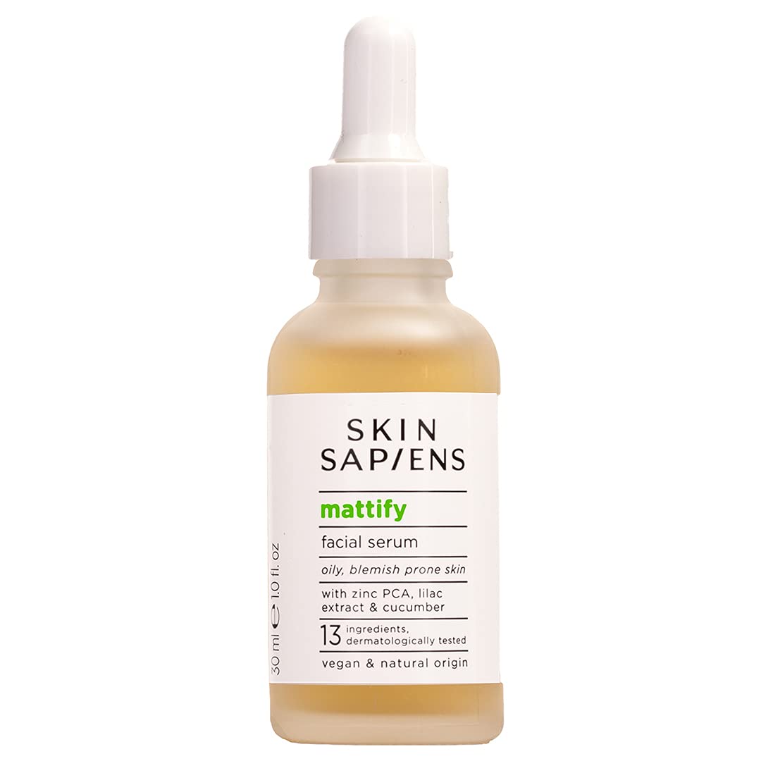 SKIN SAPIENS MATTIFY Facial Serum with Zinc PCA and lilac extract, Reduces Oiliness, natural Ecocert Cosmos, for men and women, Cruelty Free and Vegan Skincare for Oily or Blemish-Prone Skin, 30 ml.