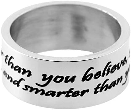 Braver Stronger Smarter Inspirational Womens Silver Plated Ring Size 7