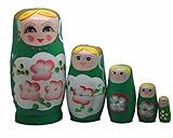 Green Set of 5 Cutie Nesting Dolls Matryoshka Madness Russian Doll