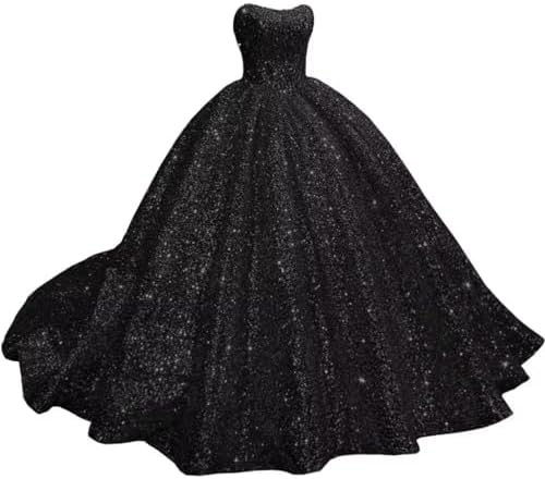 black dress for debut Long Glitter Prom Dress with Lace-Up Corset Royal / 6