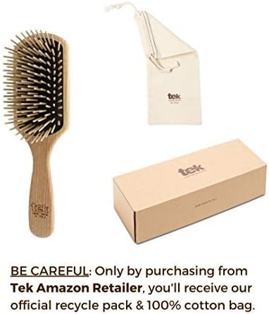 TEK- Rectangular Brush with Long Tooth in Ash Wood Handmade in Italy, for Long Thick and Straight Hair - 22 x 6.5 cm - Image 4