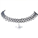 Towallmark(TM) Tattoo Choker Stretch Necklace Black Retro Henna Vintage Elastic Boho 90s Gothic