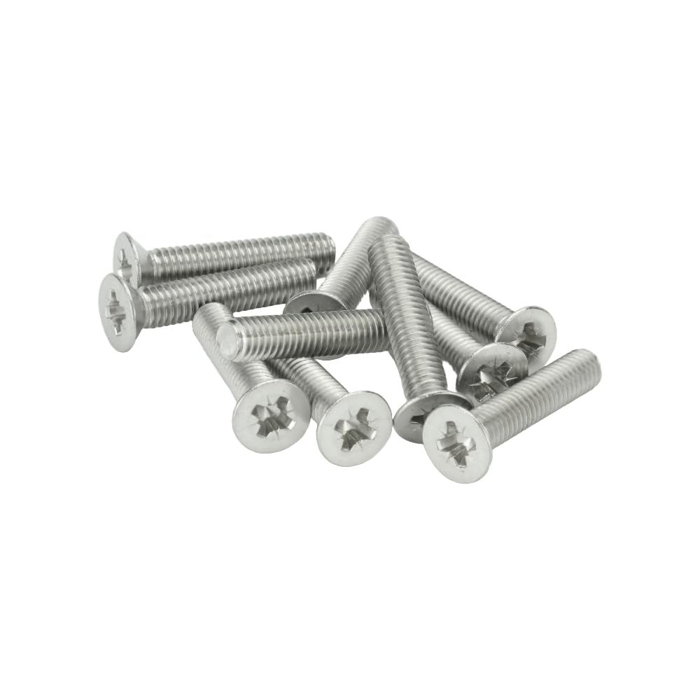 M4 (4mm x 35mm Incl Head) Pozi Countersunk Machine Screws - A2 Grade Stainless Steel (Pack of 20)