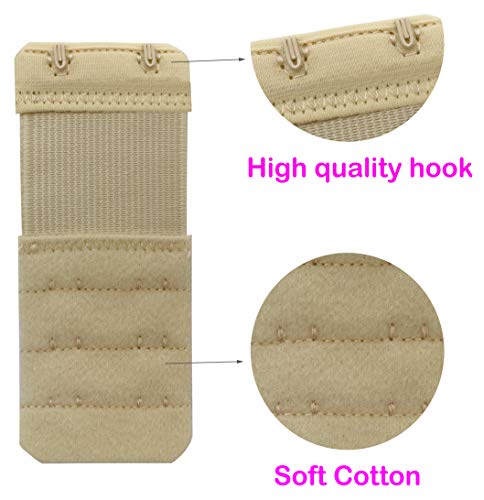 Bra Extender 2 Hook,Stretchy Soft and Comfortable Bra Strap Extender - 4 pcs Pack (Beige)