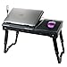 Multi-Functional Laptop Table Stand with Internal Cooling Fan and Built-in LED Light, Black