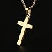HZMAN Simple Gold Stainless Steel Cross Pendant Necklace True Religious, 22 inch Rope Chain for women men